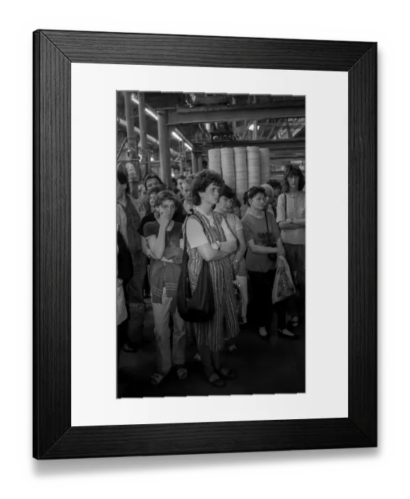 Framed Print : Germany, Kahla, 20.12.1991, Kahla porcelain factory, workforce (female workers) at the works meeting, Europe