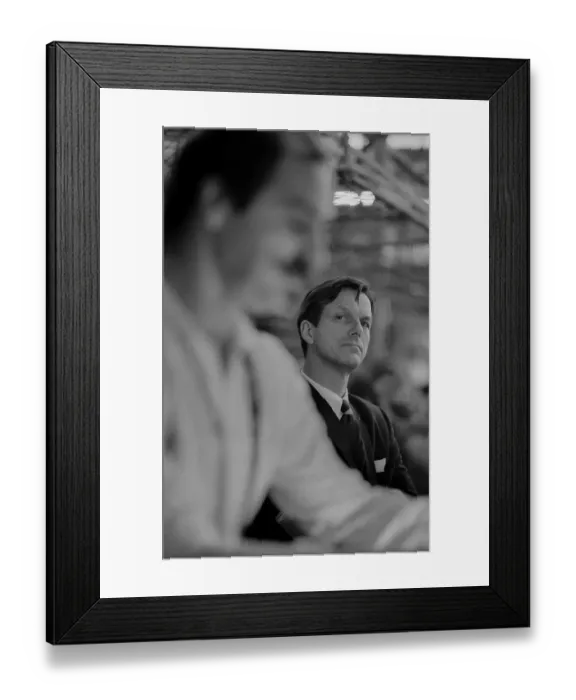 Framed Print : Germany, Kahla, 20.12.1991, Porzellanwerk Kahla, the works council speaks, on the right: plant manager Hoffmann - came from the old federal states to reorganise the plant, Europe