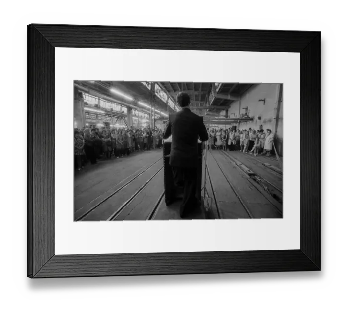 Framed Print : Germany, Kahla, 20.12.1991, Porzellanwerk Kahla, for the works meeting, works manager Hoffmann - came from the old federal states to reorganise the company, Europe
