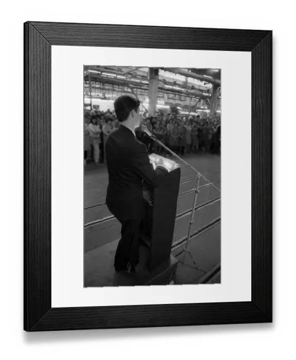 Framed Print : Germany, Kahla, 20.12.1991, Porzellanwerk Kahla, for the works meeting, works manager Hoffmann - came from the old federal states to reorganise the company, Europe