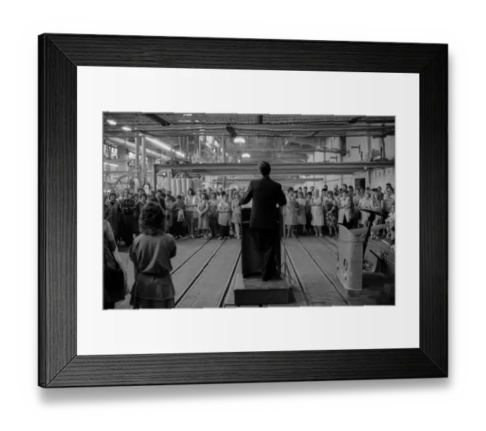 Framed Print : Germany, Kahla, 20.12.1991, Porzellanwerk Kahla, for the works meeting, works manager Hoffmann - came from the old federal states to reorganise the company, Europe