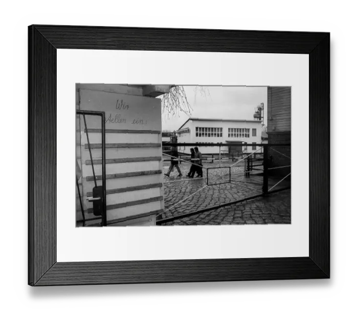 Framed Print : Germany, Sternberg, 12.01.1992, Workers at the end of the working day in an almost closed down timber factory, Sternberg  /  Mecklenburg, We put a, Europe