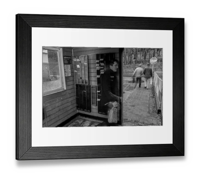 Framed Print : Germany, Sternberg, 12.01.1992, Workers at the end of the working day in an almost disused timber factory, Sternberg / Mecklenburg, Europe Framed Print : Germany, Sternberg, 12.01.1992, Workers at the end of the working day in an almost disused timber factory, Sternberg / Mecklenburg, Europe