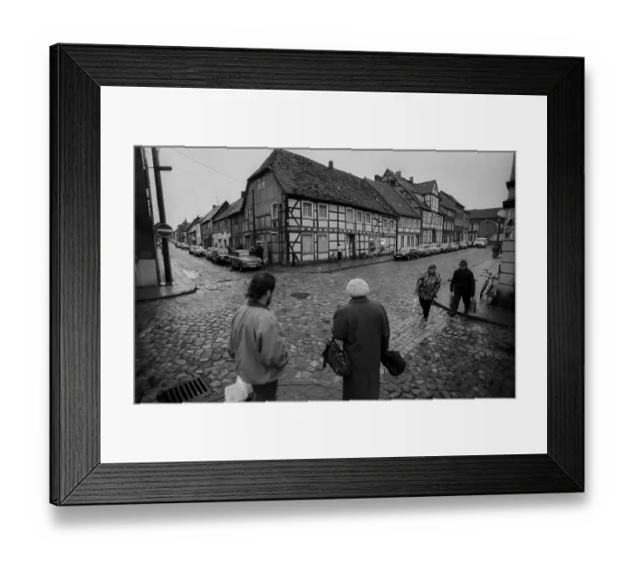 Framed Print : Germany, Sternberg, 12.01.1992, Street scene in Sternberg  /  Mecklenburg, Europe