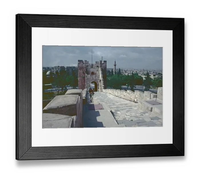 Framed Print : Gate tower, lion tower, from the 16th century, citadel, Aleppo, Syria, May 1987, vintage, retro, old, historical, Asia Framed Print : Gate tower, lion tower, from the 16th century, citadel, Aleppo, Syria, May 1987, vintage, retro, old, historical, Asia