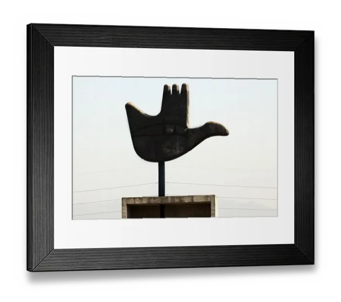 Framed Print : View of Open Hand monument symbol of peace and nonalignment and emblem of Chandigarh designed by French architect Le Corbusier in 1950, India Union territory Framed Print : View of Open Hand monument symbol of peace and nonalignment and emblem of Chandigarh designed by French architect Le Corbusier in 1950, India Union territory