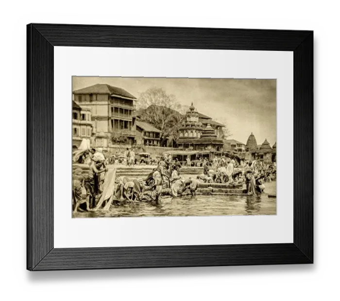Framed Print : Vintage photo of godavari river ghat, nashik, maharashtra, india, asia