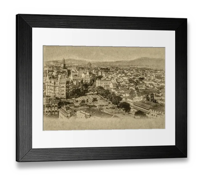 Framed Print : Vintage photo of view from clock tower mumbai, maharashtra, india, asia