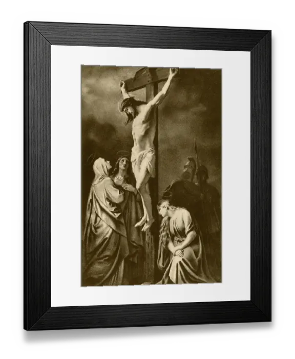Framed Print : Vintage photo of jesus christ crucifixion, india, asia