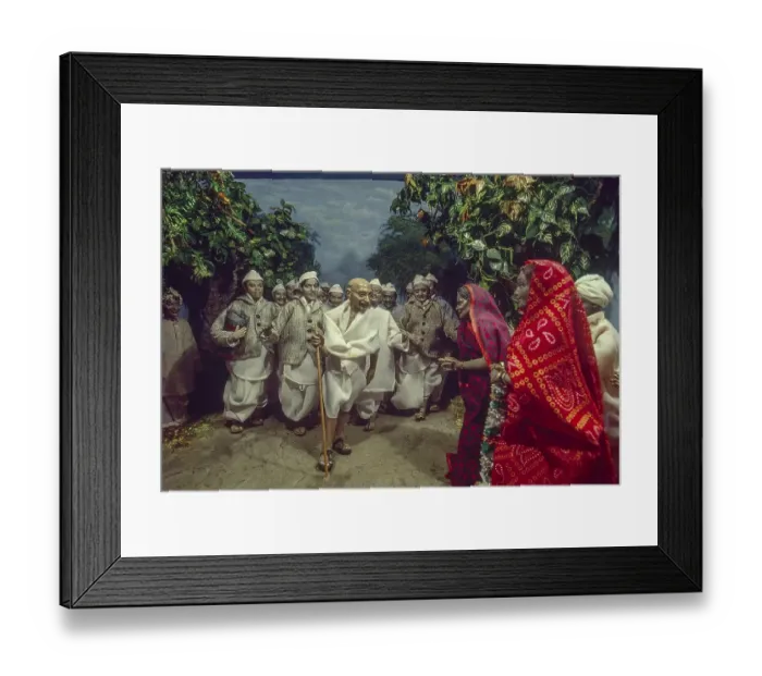Framed Print : Glimpses of mahatma gandhi started salt march from sabarmati ashram, india, asia