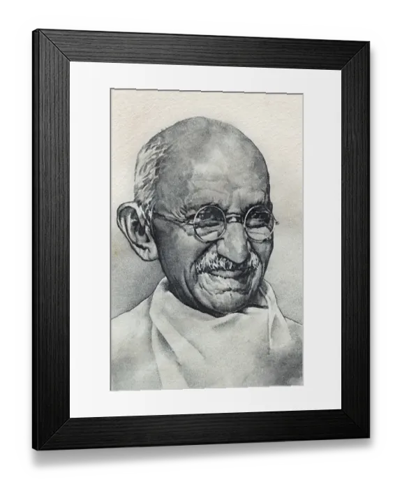 Framed Print : Indian freedom fighter, mahatma gandhi painting, india, asia