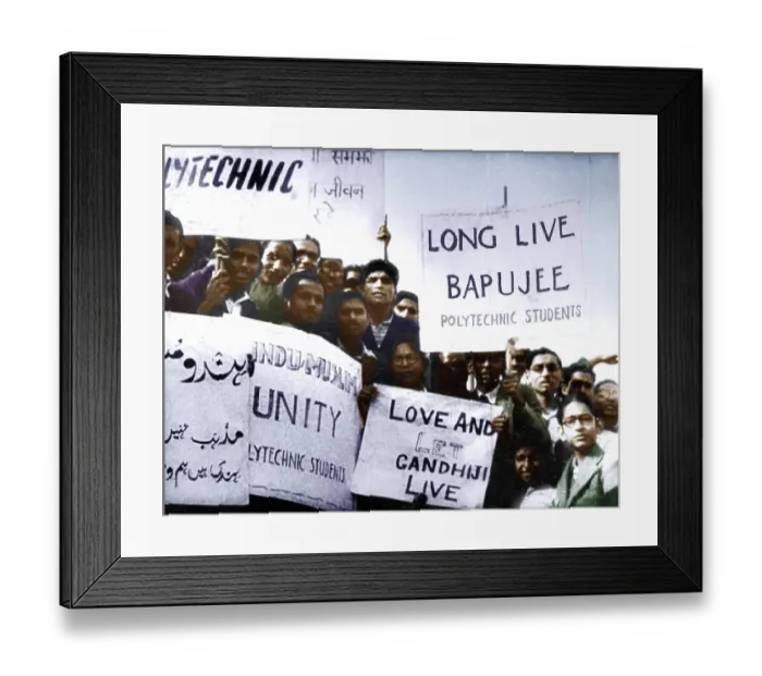 Framed Print : Students demonstrating for Mahatma Gandhi during his last fast, Delhi, India, Asia, January 1948, Asia