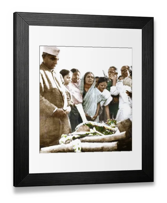 Framed Print : Mahatma Gandhi associates, Manu Gandhi, Dr. Sushila Nayar, Abha Gandhi, Brijkishan Chandiwalla Pyarelal Nayar weeping, Delhi, India, Asia, January 31, 1948, Asia