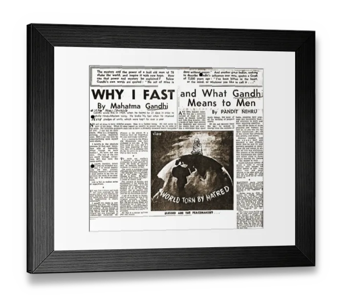 Framed Print : Article by Mahatma Gandhi in News Chronicle newspaper, India, Asia, January 19, 1948, Asia Framed Print : Article by Mahatma Gandhi in News Chronicle newspaper, India, Asia, January 19, 1948, Asia