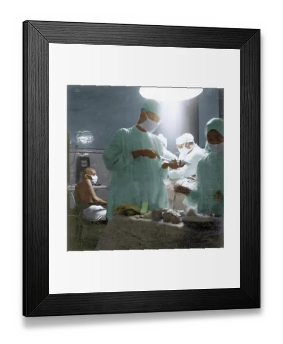 Framed Print : Mahatma Gandhi during appendicitis operation of granddaughter Manu, Bihar, India, Asia, May 15, 1947, Asia