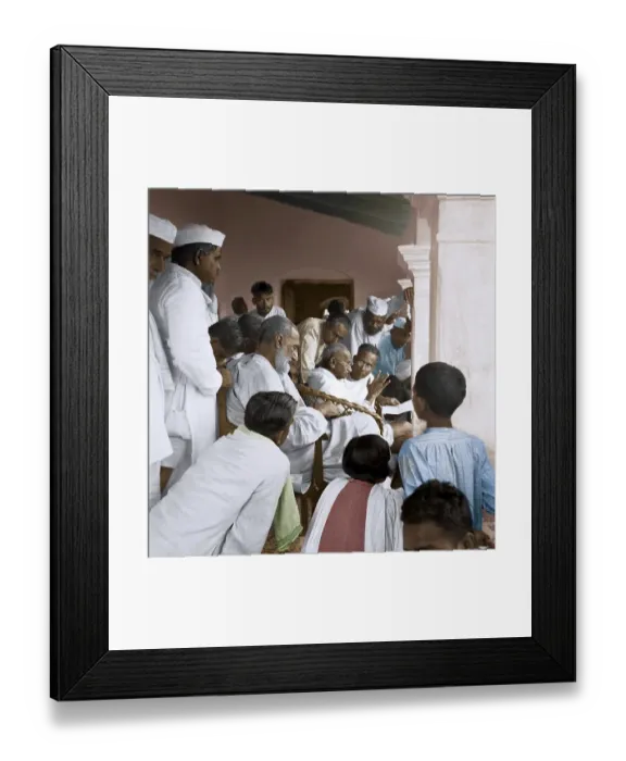 Framed Print : Mahatma Gandhi with Abdul Ghaffar Khan meeting during peace march, Bihar, India, Asia, March 1947, Asia