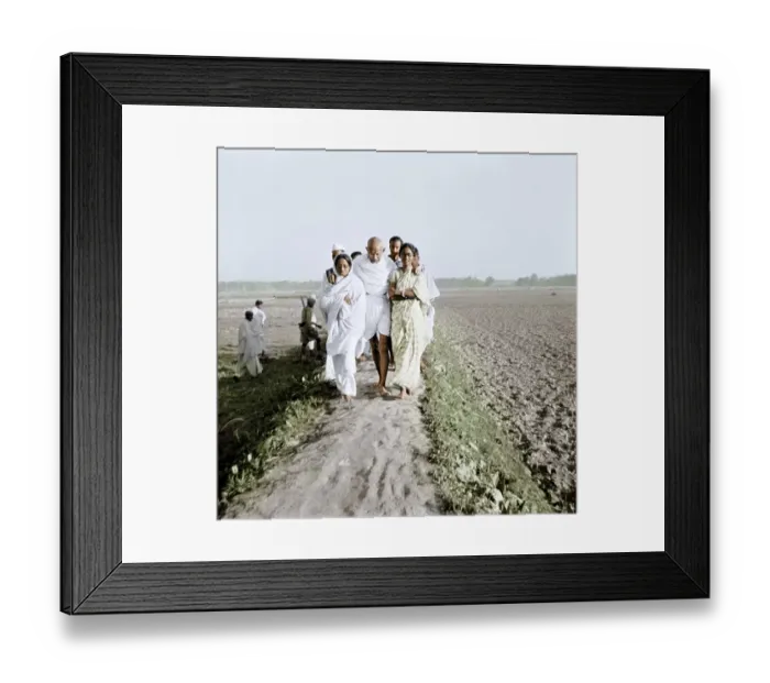Framed Print : Mahatma Gandhi peace march after Hindu Muslim riots, Bangladesh, Asia, November 1946, Asia