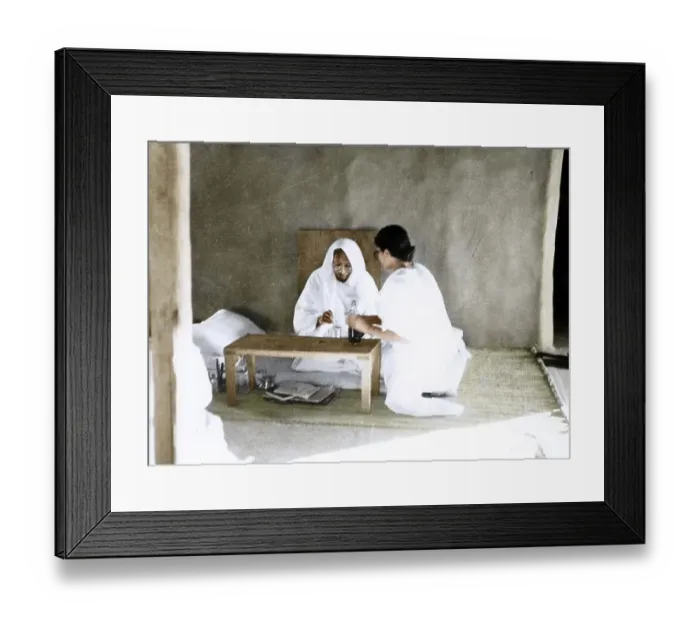 Framed Print : Abha Gandhi attending to Mahatma Gandhi, India, Asia, 1945, Asia