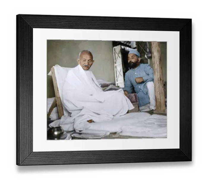 Framed Print : Mahatma Gandhi and Dr Zakir Hussain, Sevagram, Wardha, Maharashtra, India, Asia, 1945, Asia