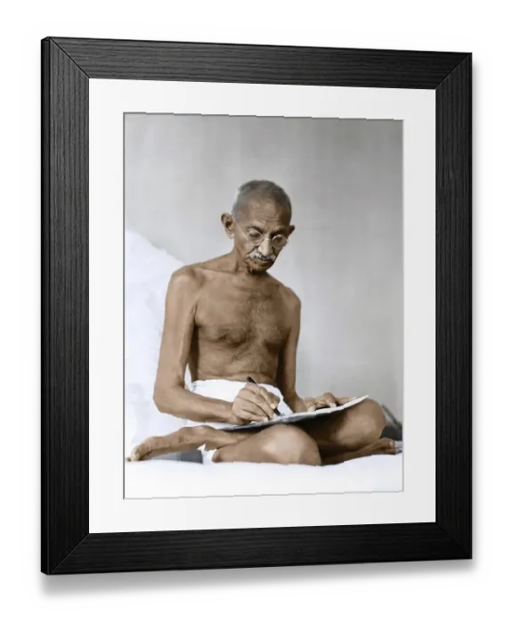 Framed Print : Mahatma Gandhi writing at Birla House, Mumbai, Maharashtra, India, Asia, August 1942, Asia