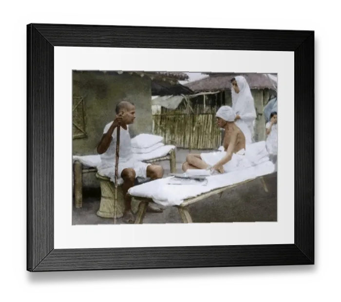 Framed Print : Mahatma Gandhi with Jamnalal Bajaj, Satyagraha Ashram, Wardha, Maharashtra, India, Asia, 1942, Asia