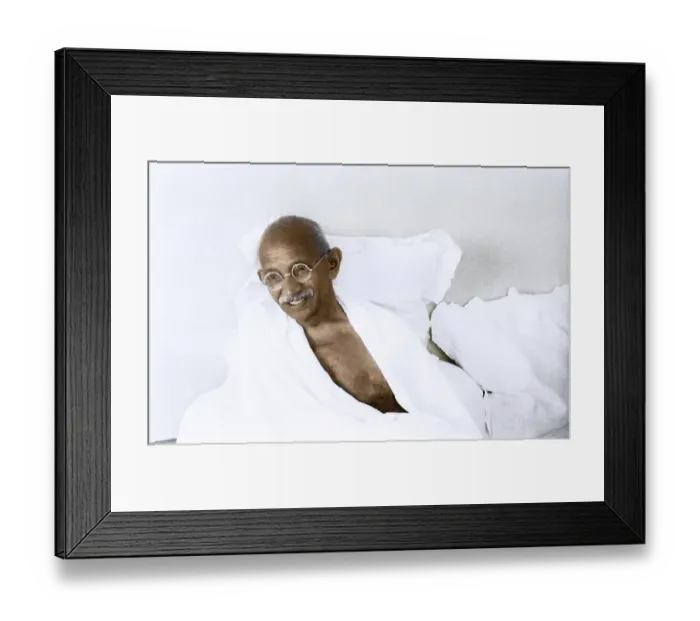 Framed Print : Mahatma Gandhi wearing dental prosthesis, Birla House, Mumbai, Maharashtra, India, Asia, August 1942, Asia