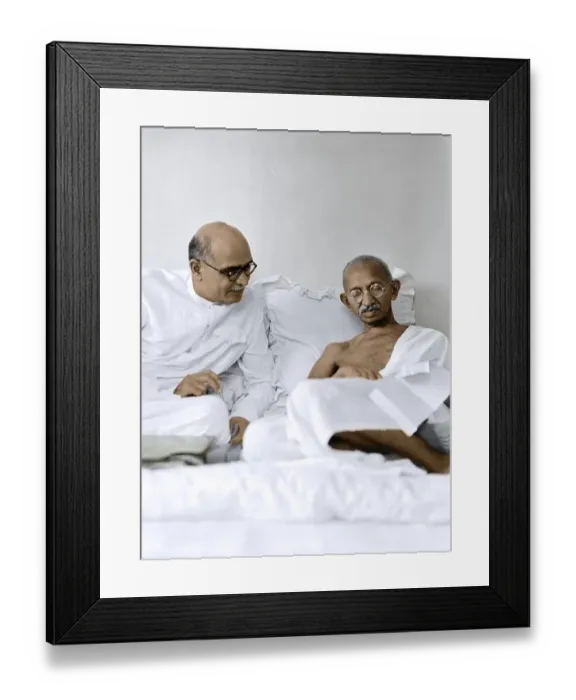Framed Print : Mahatma Gandhi with Mahadev Desai, Birla House, Mumbai, Maharashtra, India, Asia, August 1942, Asia