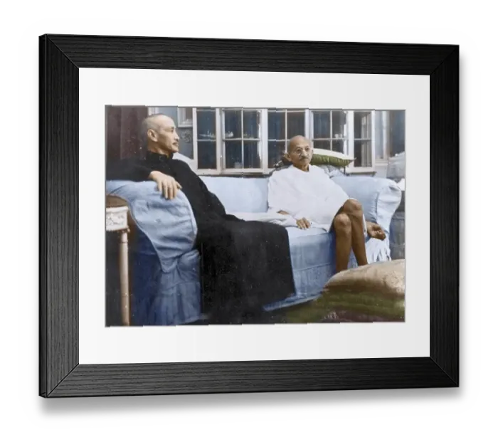 Framed Print : Mahatma Gandhi with Chinese leader Chiang Kai shek, Calcutta, India, Asia, February 18, 1942, Asia