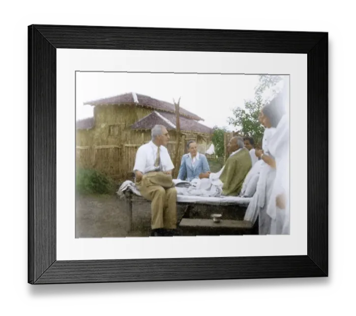 Framed Print : Mahatma Gandhi meeting visitors from England, Sevagram, Wardha, Maharashtra, India, Asia, 1940, Asia