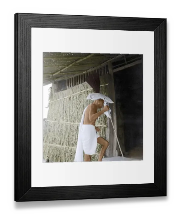 Framed Print : Mahatma Gandhi entering hut, Wardha, Maharashtra, India, Asia, 1941, Asia Framed Print : Mahatma Gandhi entering hut, Wardha, Maharashtra, India, Asia, 1941, Asia