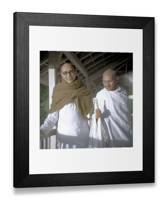 Framed Print : Mahadev Desai and Mahatma Gandhi, Surat, Gujarat, India, Asia, January 1939, Asia