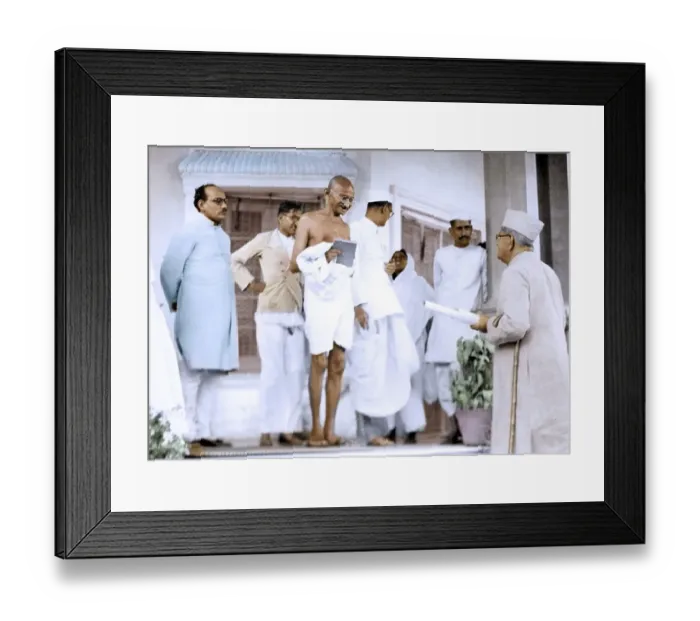 Framed Print : Mahatma Gandhi with Mahadev Desai and others, India, Asia, 1938, Asia