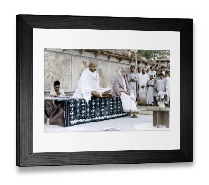 Framed Print : Mahatma Gandhi and Kasturba Gandhi during reception, Santiniketan, West Bengal, India, Asia, February 18, 1940, Asia