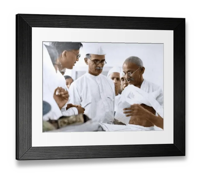 Framed Print : Mahatma Gandhi with Mahadev Desai and others, India, Asia, 1939, Asia Framed Print : Mahatma Gandhi with Mahadev Desai and others, India, Asia, 1939, Asia