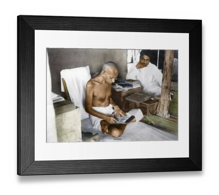 Framed Print : Mahatma Gandhi with Devadas Satyagraha Ashram, Wardha, Maharashtra, India, Asia, 1936, Asia