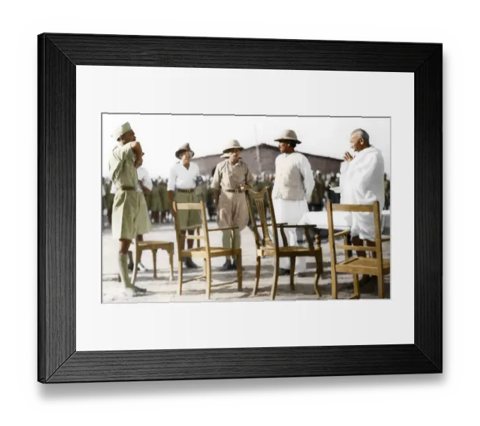 Framed Print : Mahatma Gandhi inspecting volunteer camp, Faizpur, Maharashtra, India, Asia, December 1936, Asia