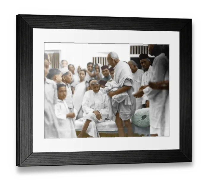 Framed Print : Mahatma Gandhi during meeting with cousin Kushalchand Gandhi, Gujarat, India, Asia, October 29, 1936, Asia