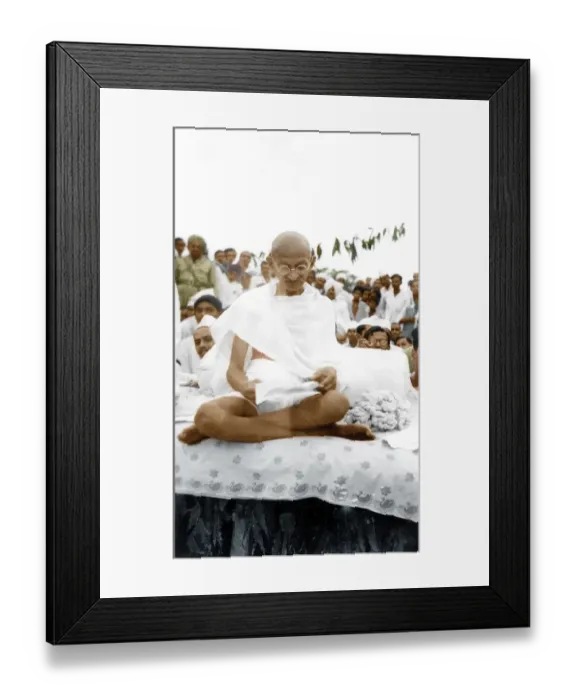 Framed Print : Mahatma Gandhi reading on dais at Bhavnagar, Gujarat, India, Asia, 1934, Asia