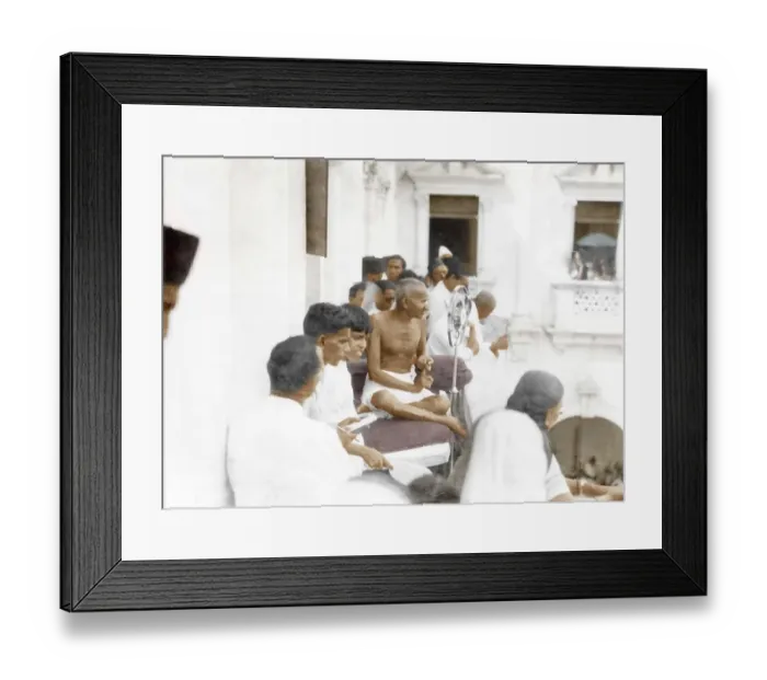 Framed Print : Old vintage photo of Mahatma Gandhi delivering speech, India, Asia, 1934, Asia