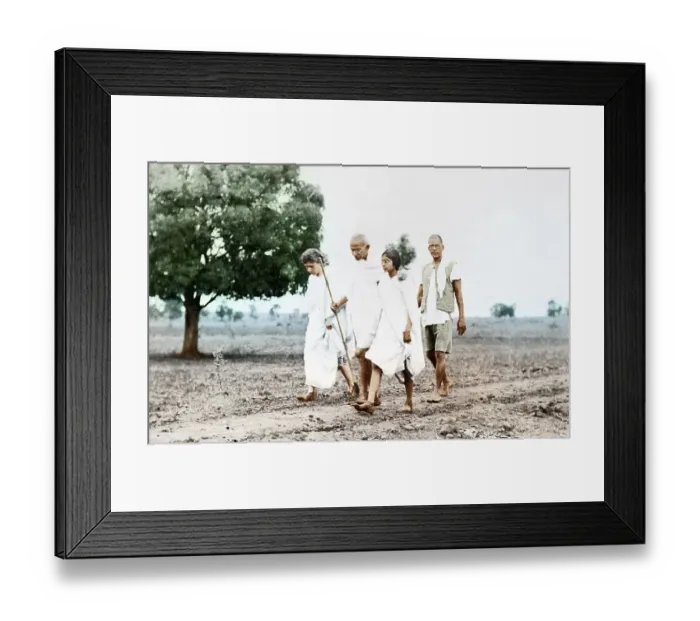 Framed Print : Mahatma Gandhi and associates on his daily walk, Wardha, Maharashtra, India, Asia, November 1933, Asia