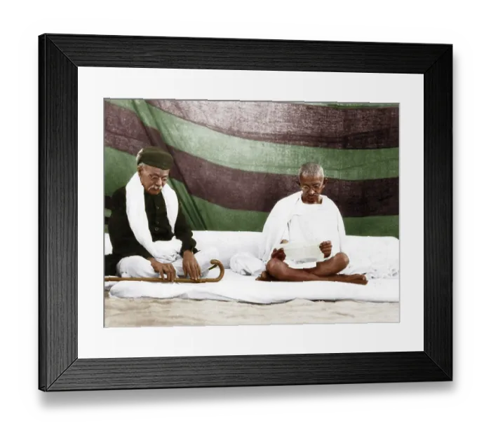 Framed Print : Mahatma Gandhi and M Girdhardas, Ahmedabad, Gujarat, India, Asia, September 7, 1928, Asia