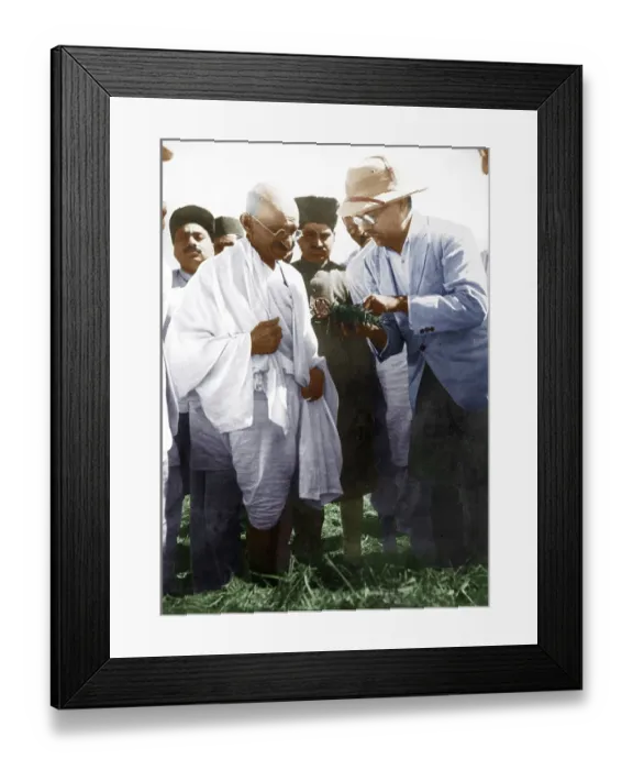 Framed Print : Mahatma Gandhi getting farm compost shown, explained by farm superintendent, India, Asia, 1930, Asia Framed Print : Mahatma Gandhi getting farm compost shown, explained by farm superintendent, India, Asia, 1930, Asia