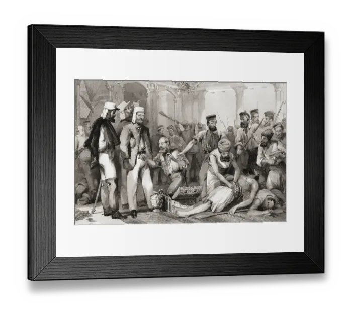 Framed Print : Times Correspondent looking at sacking of Kaiser Bach capture of Lucknow, India, Asia