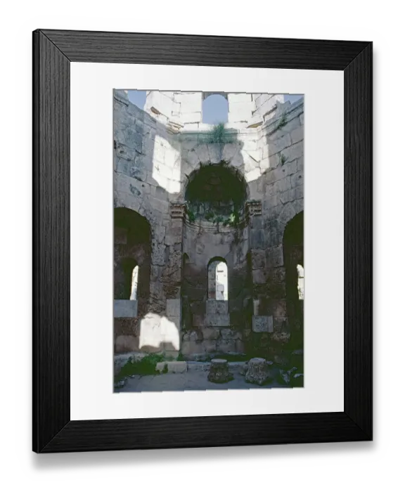 Framed Print : Baptistery, baptistery, interior photograph, Monastery of St Simeon Stylites, Qalʿat Simʿan, near Aleppo, Syria, May 1987, vintage, retro, old, historical, Asia Framed Print : Baptistery, baptistery, interior photograph, Monastery of St Simeon Stylites, Qalʿat Simʿan, near Aleppo, Syria, May 1987, vintage, retro, old, historical, Asia