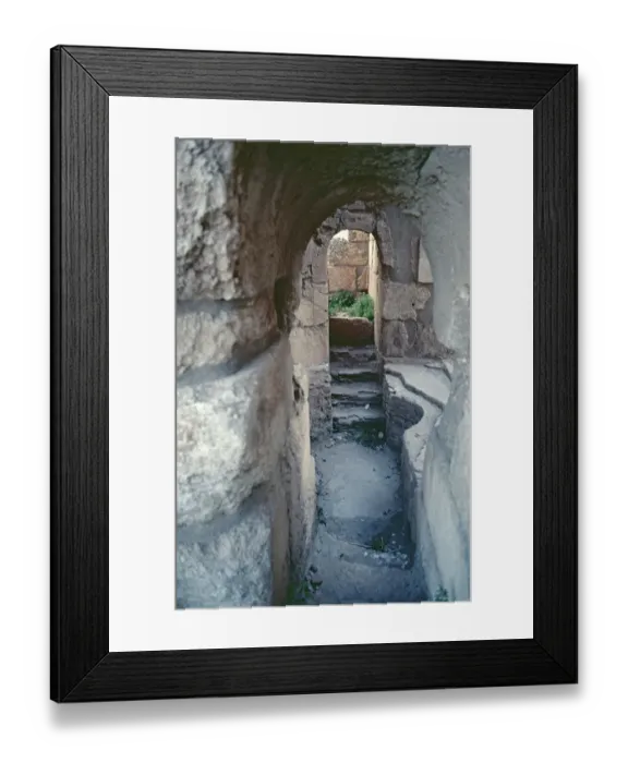 Framed Print : Baptismal font for mass baptisms of adults, baptistery, baptismal church, monastery of St Simeon Stylites, Qalʿat Simʿan, near Aleppo, Syria, May 1987, vintage, retro, old, historical, Asia