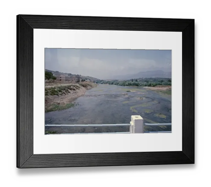 Framed Print : River Orontes, also called Asi, in Jisr ash-Shughur, Syria, May 1987, vintage, retro, old, historical, Asia