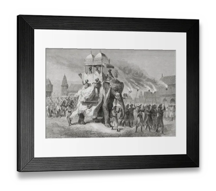 Framed Print : Maharaja of Baroda riding on elephant in procession, India, Asia