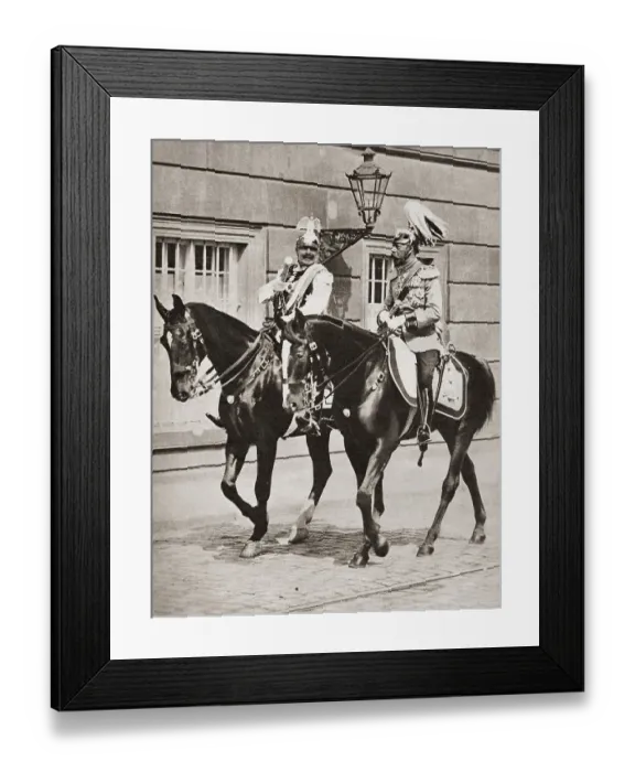 Framed Print : King George V and Kaiser Wilhelm II leaving Potsdam attend review of troops Framed Print : King George V and Kaiser Wilhelm II leaving Potsdam attend review of troops