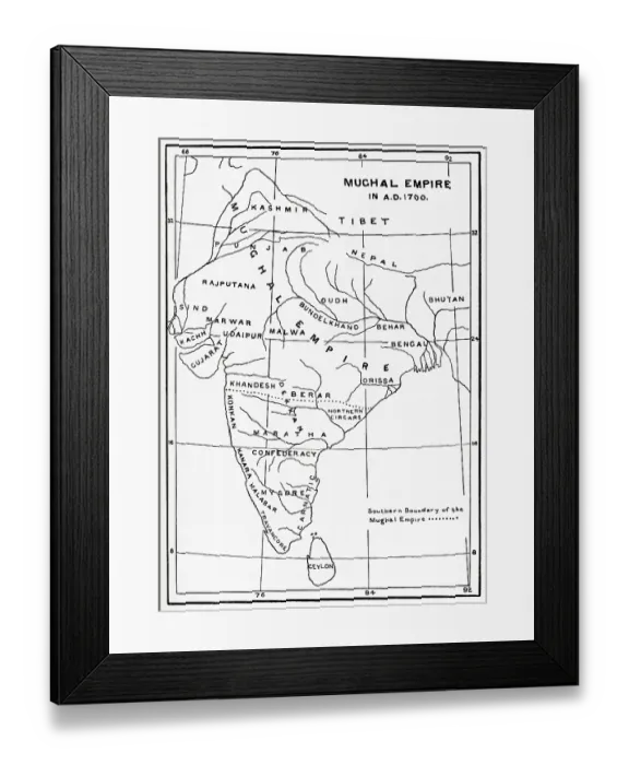 Framed Print : Map of the Mughal Empire in India, 1700 Framed Print : Map of the Mughal Empire in India, 1700