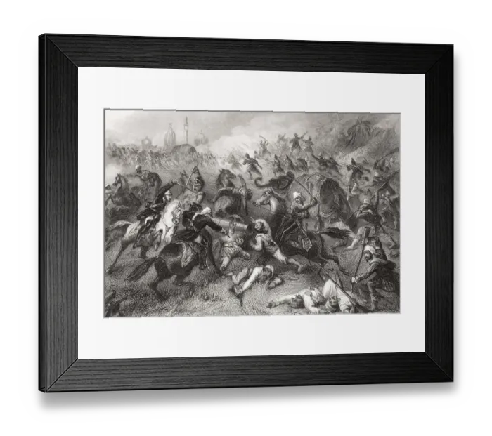 Framed Print : Havelocks column attacking mutineers before Cawnpore, Uttar Pradesh, India, Asia, 1857, Asia